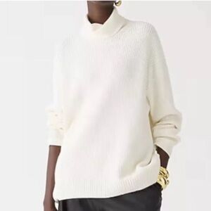 J. Crew Ribbed Cashmere Blend Turtleneck Relaxed Sweater